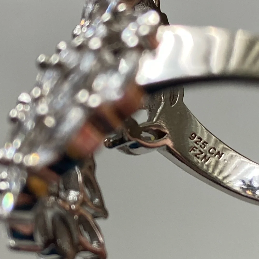 FZN Sterling silver CZ ring wings, size 9